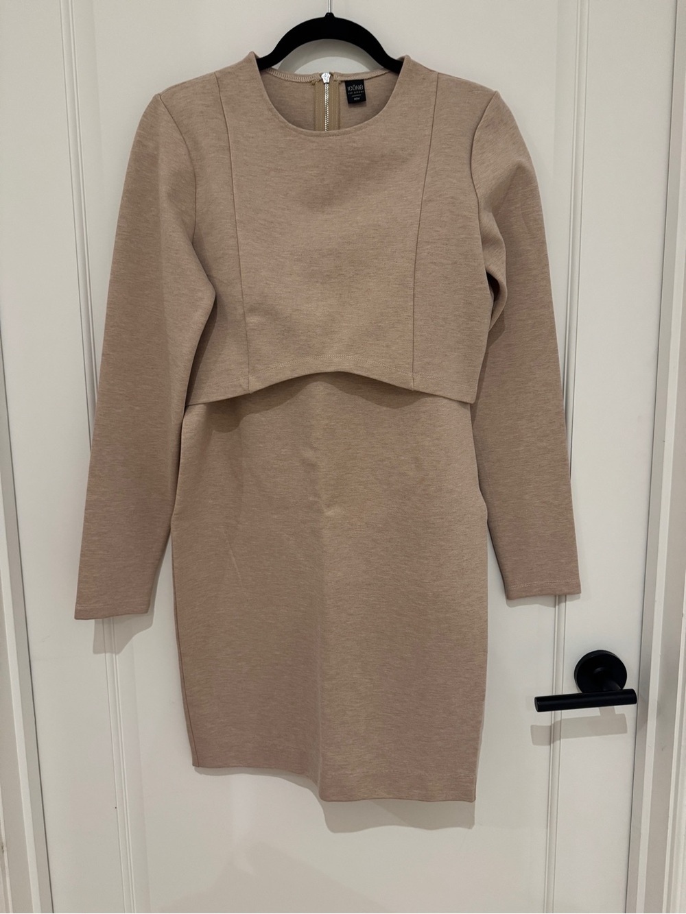 Layered Taupe Long-Sleeve Bodycon Dress